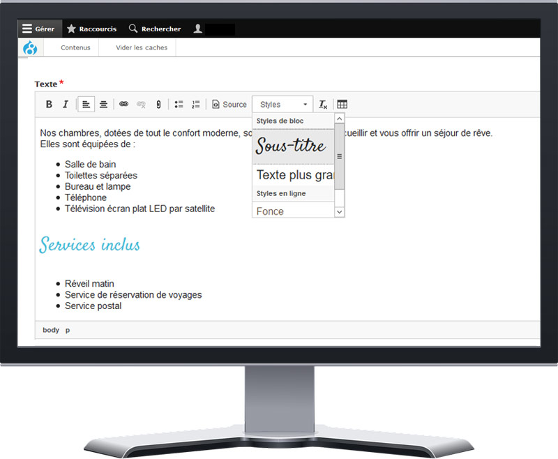 ecran éditeur de texte